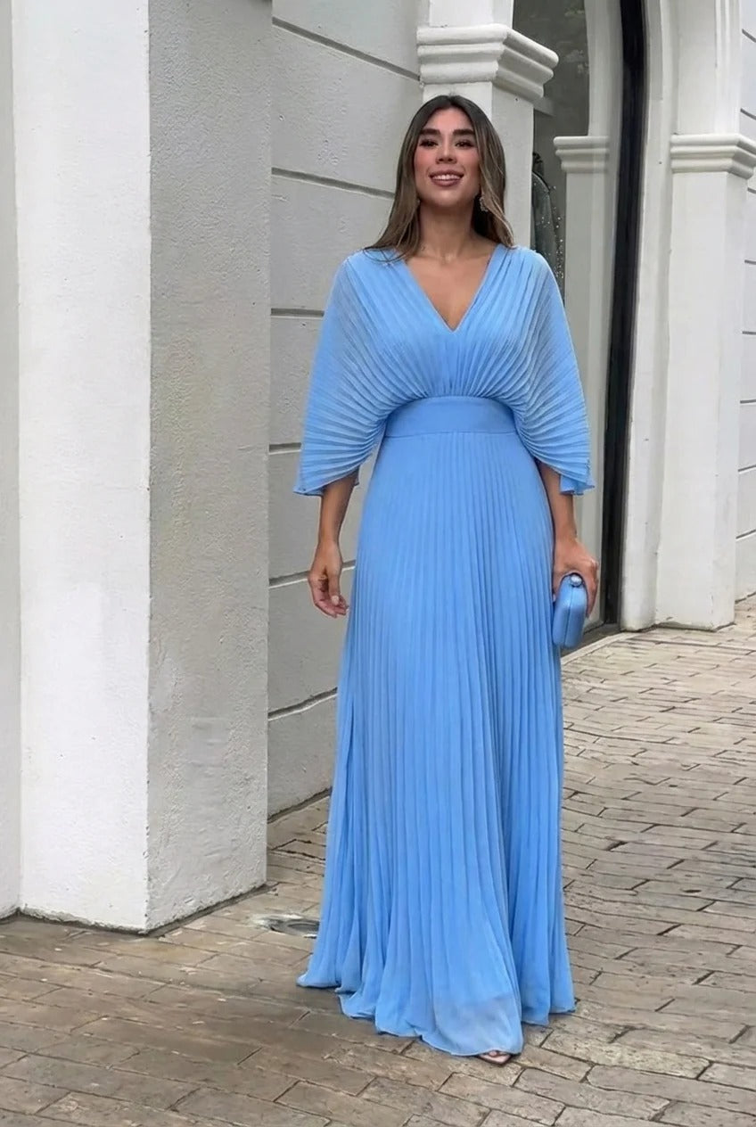 Natalia | Elegant Pleated Maxi Dress