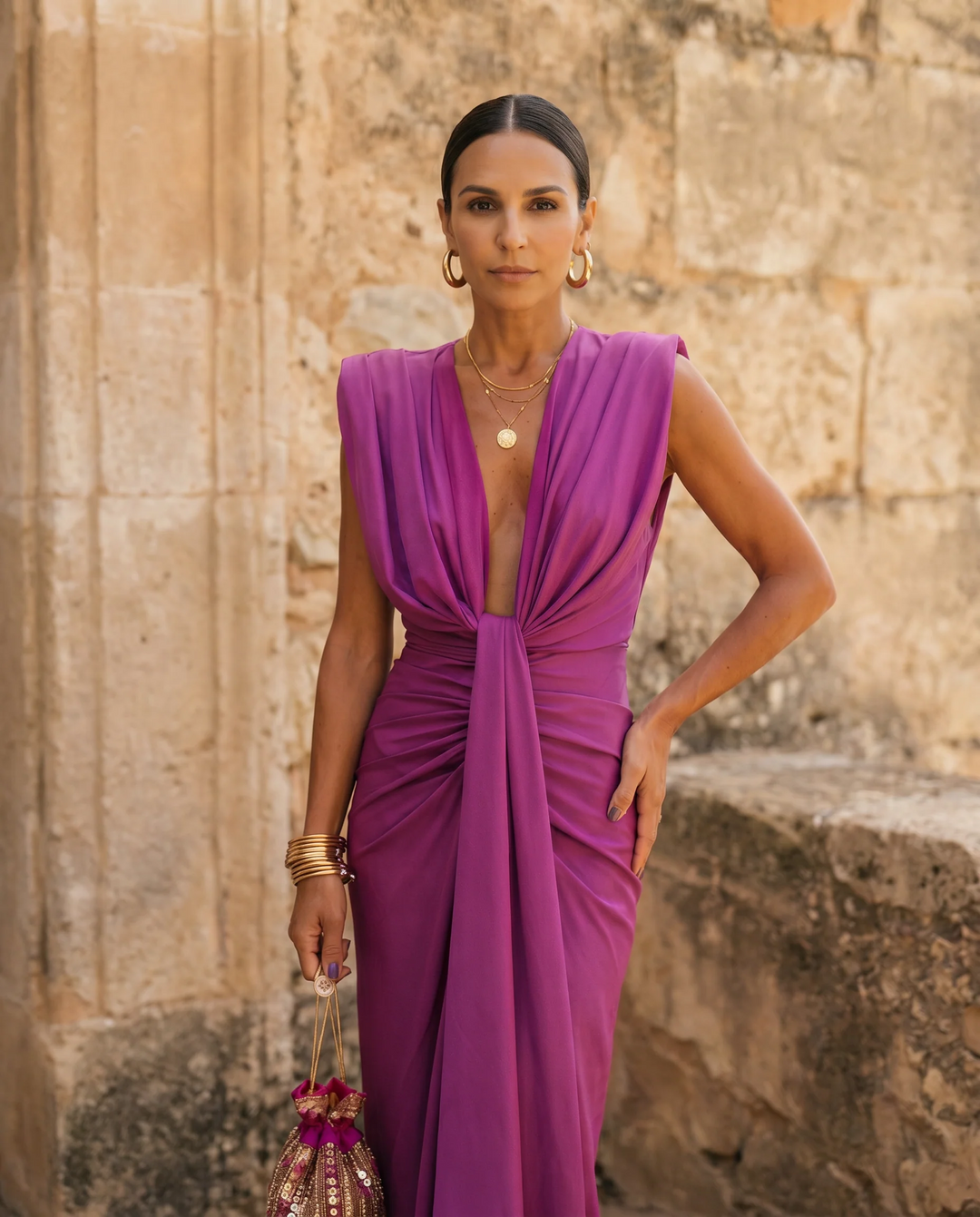 Selena | Fiery Draped Dress