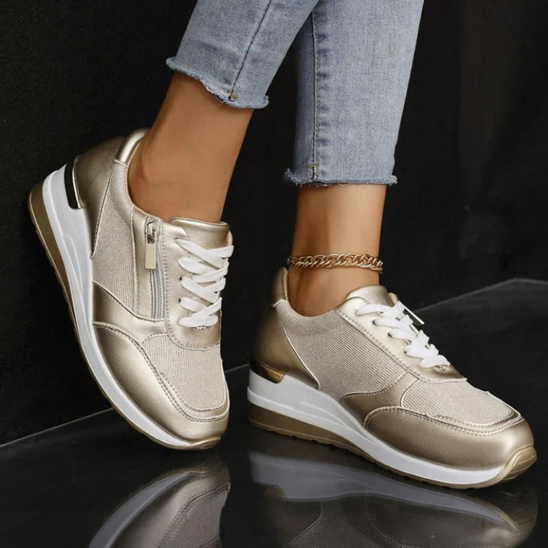 Claire | Orthopedic Lace-Up Sneakers with Side Zipper