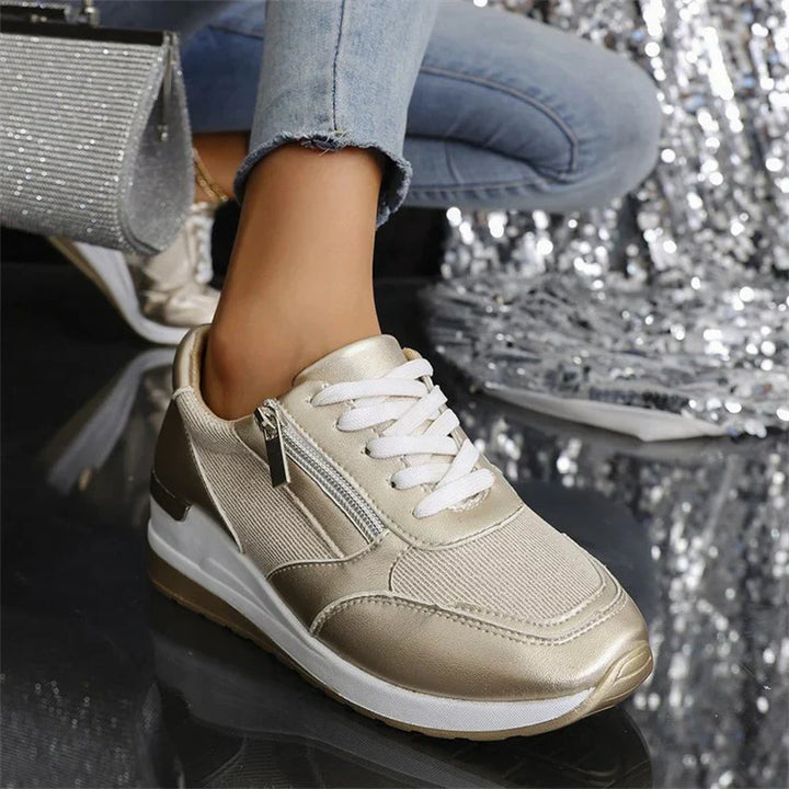 Claire | Orthopedic Lace-Up Sneakers with Side Zipper
