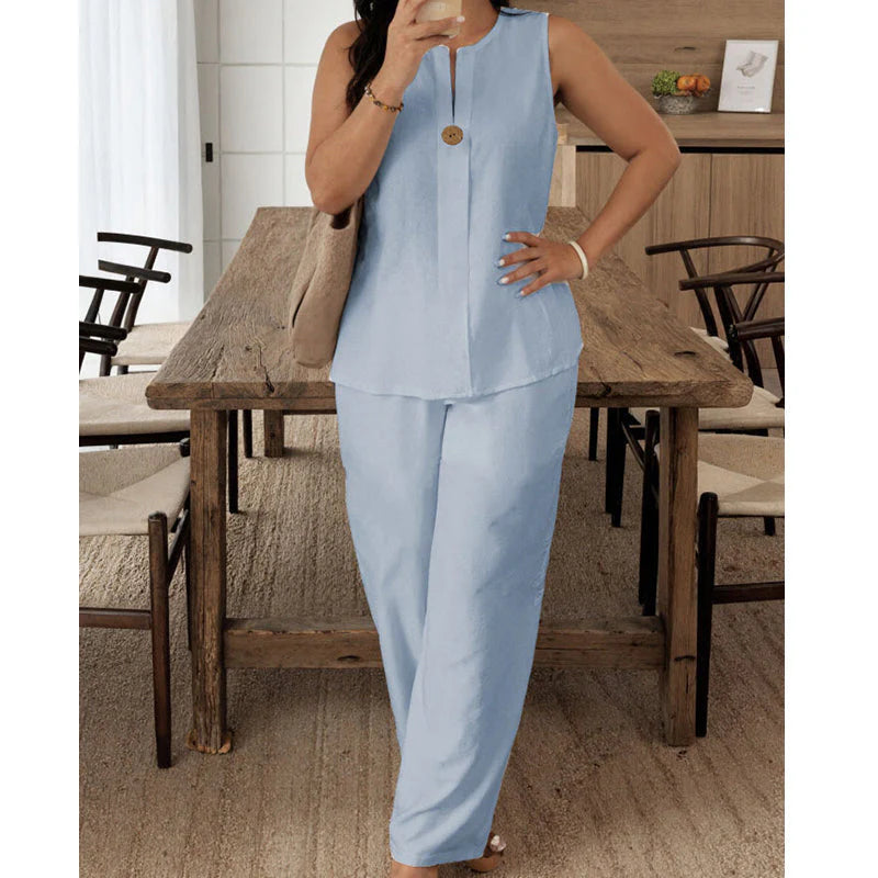 Jorevynna – Women's Elegant Flowing Sleeveless Pants Set
