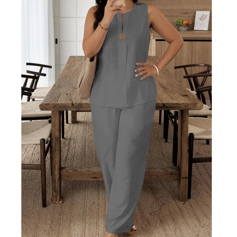 Jorevynna – Women's Elegant Flowing Sleeveless Pants Set