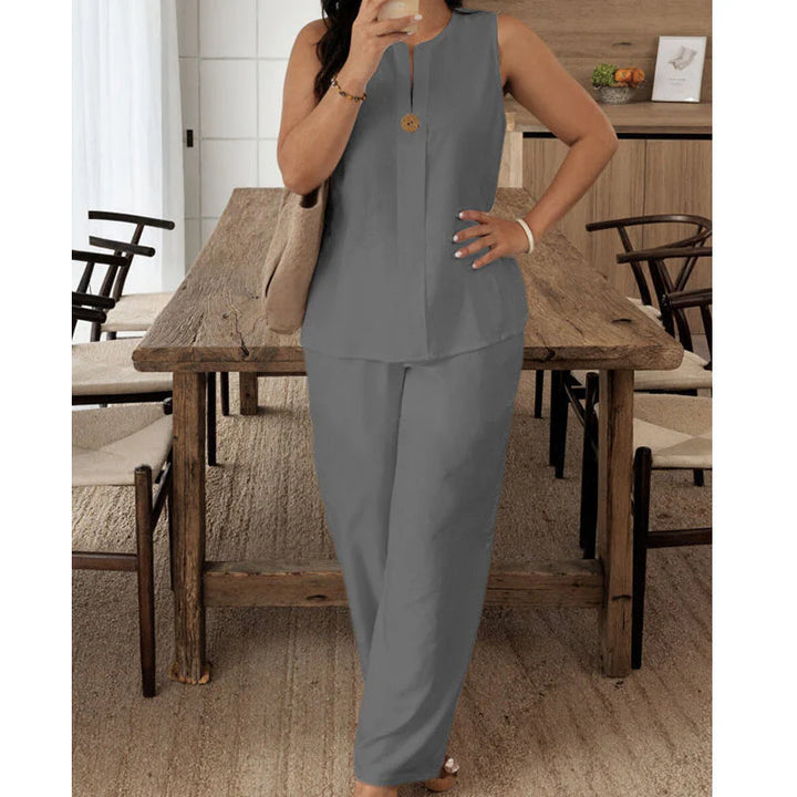 Jorevynna – Women's Elegant Flowing Sleeveless Pants Set