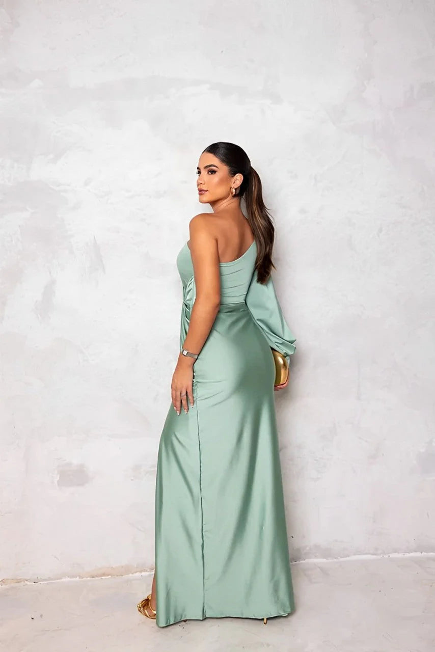 Mila™ | Elegant Satin Dress with Side Slit
