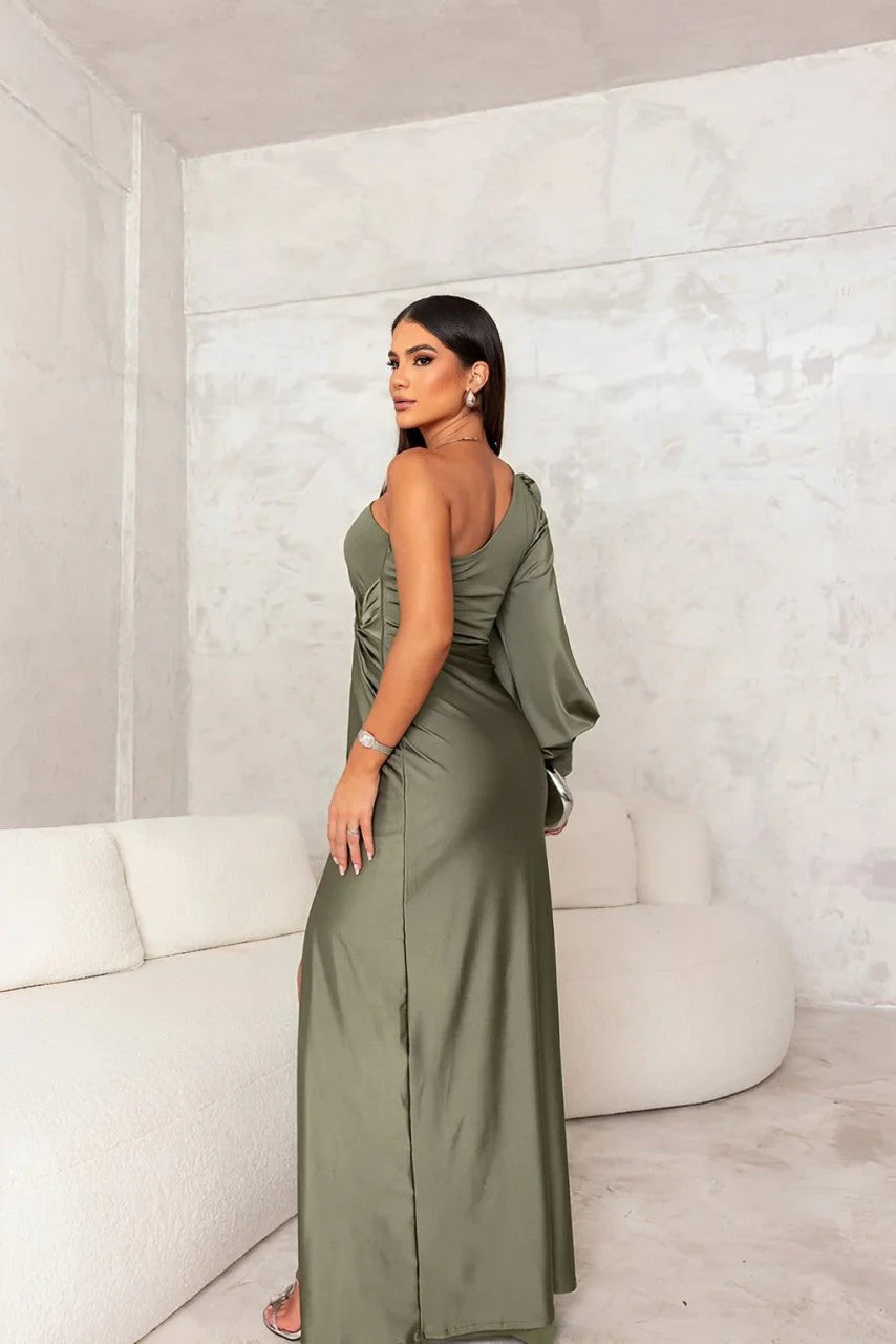 Mila™ | Elegant Satin Dress with Side Slit