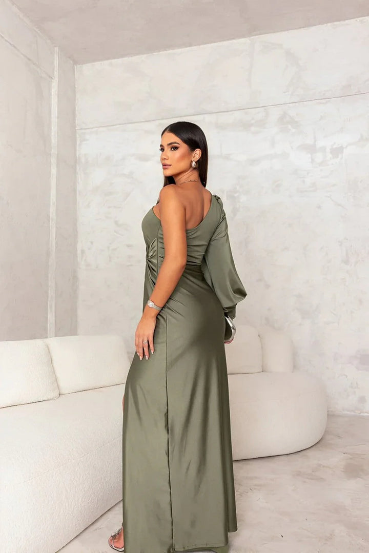 Mila™ | Elegant Satin Dress with Side Slit